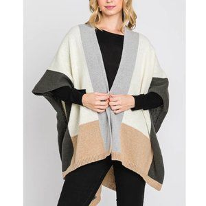 NWT Color block Poncho Wrap